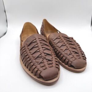 Nisolo Men's 11.5 Leather Huarache Sandals Brown Woven Slip On